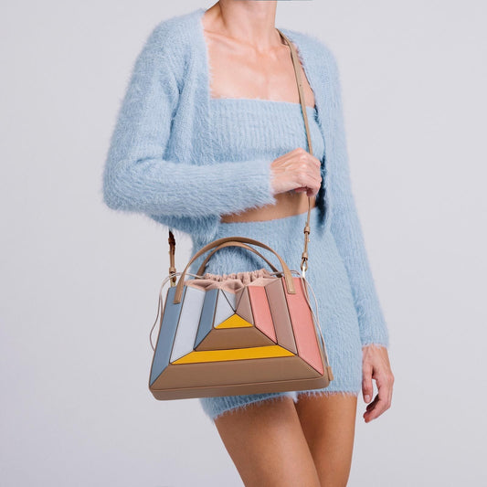 Contrast color stitching handbag