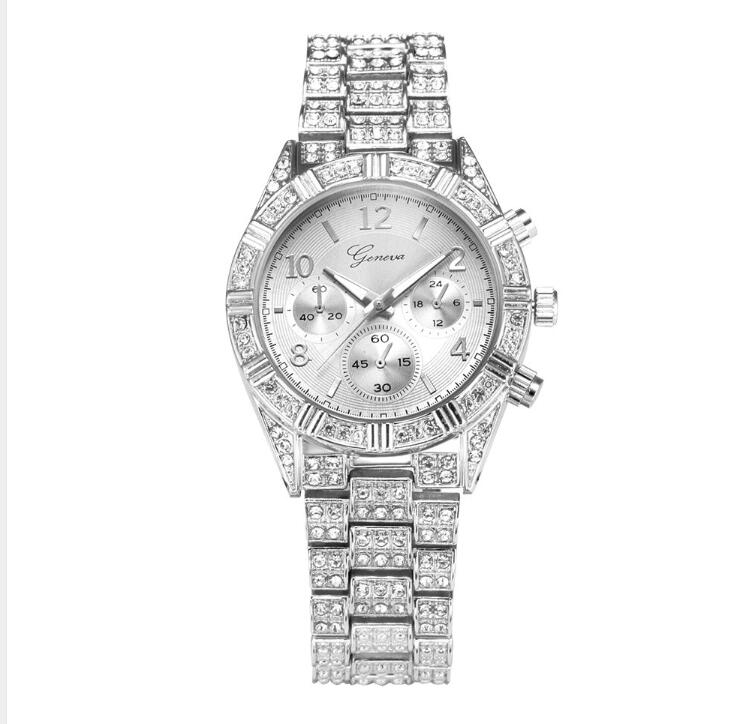 Women's Geneva Crystal Stainless Steel Quartz Analog Wrist Watch