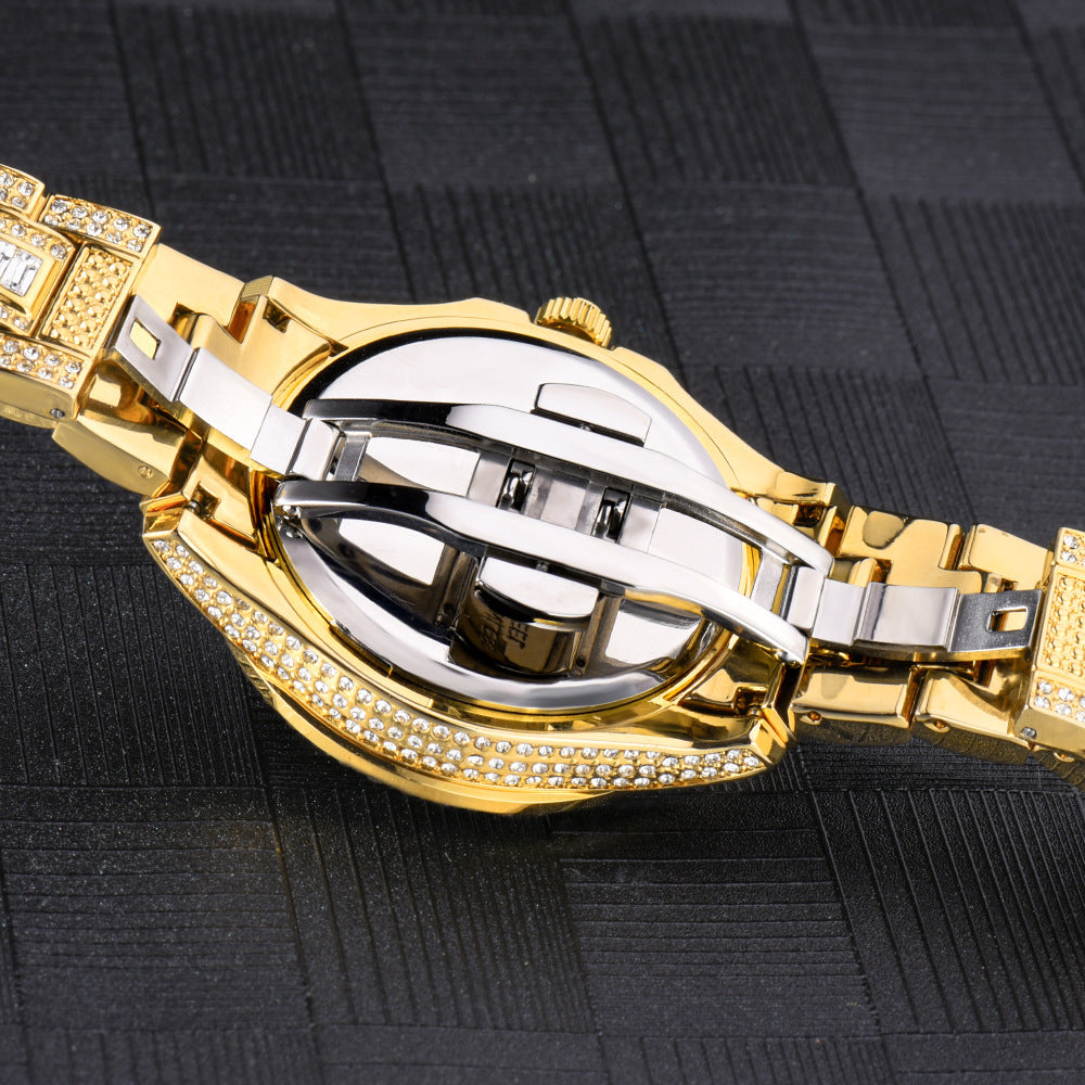 Fashionable High-end Double Calendar Diamond Quartz Watch