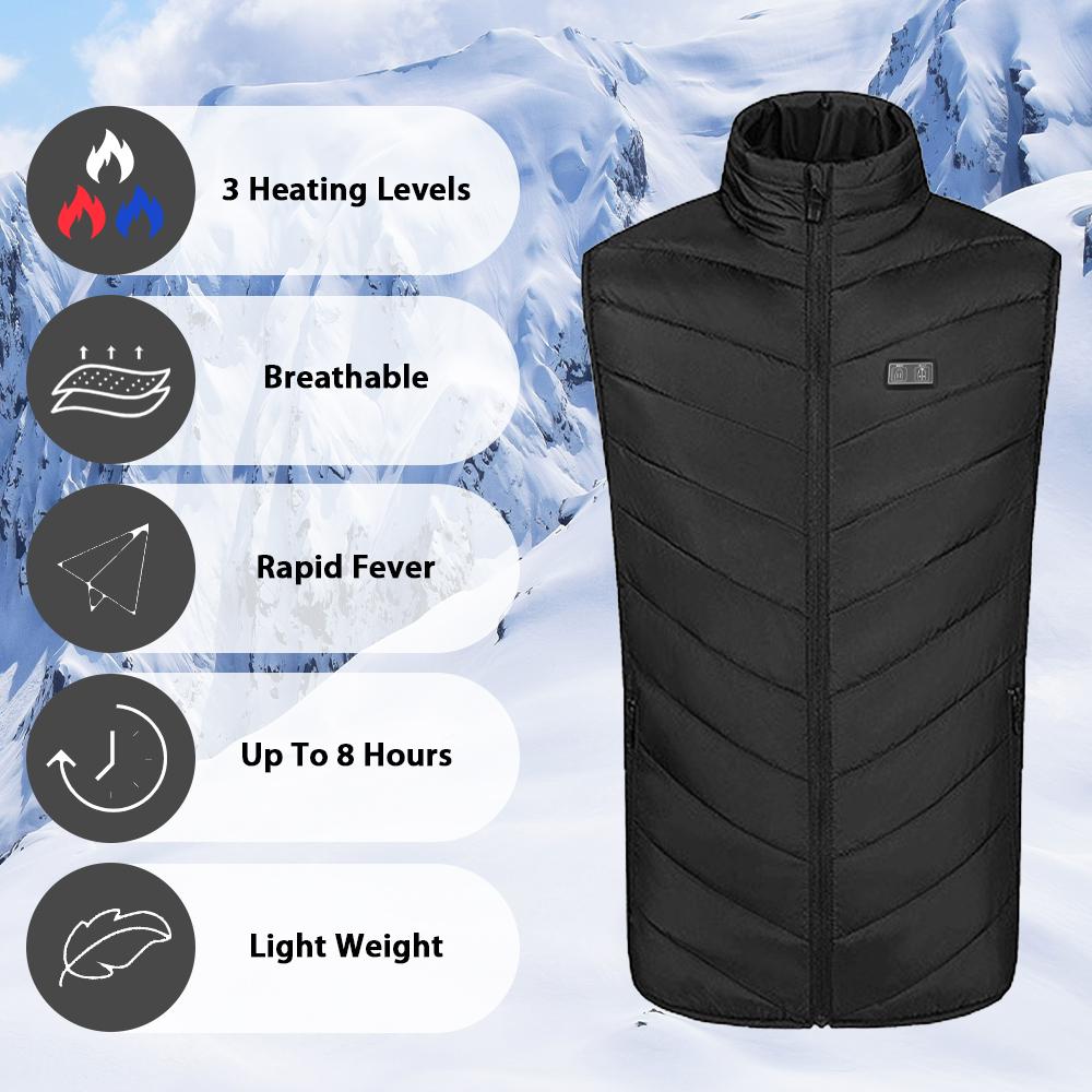 Men's Lightweight Electric USB Heating Warm Vest Nine-zone Heating