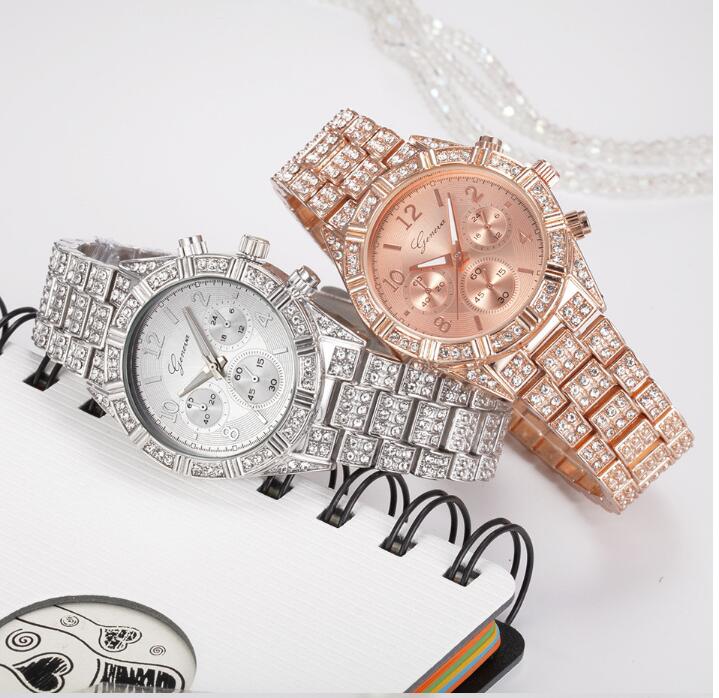 Women's Geneva Crystal Stainless Steel Quartz Analog Wrist Watch