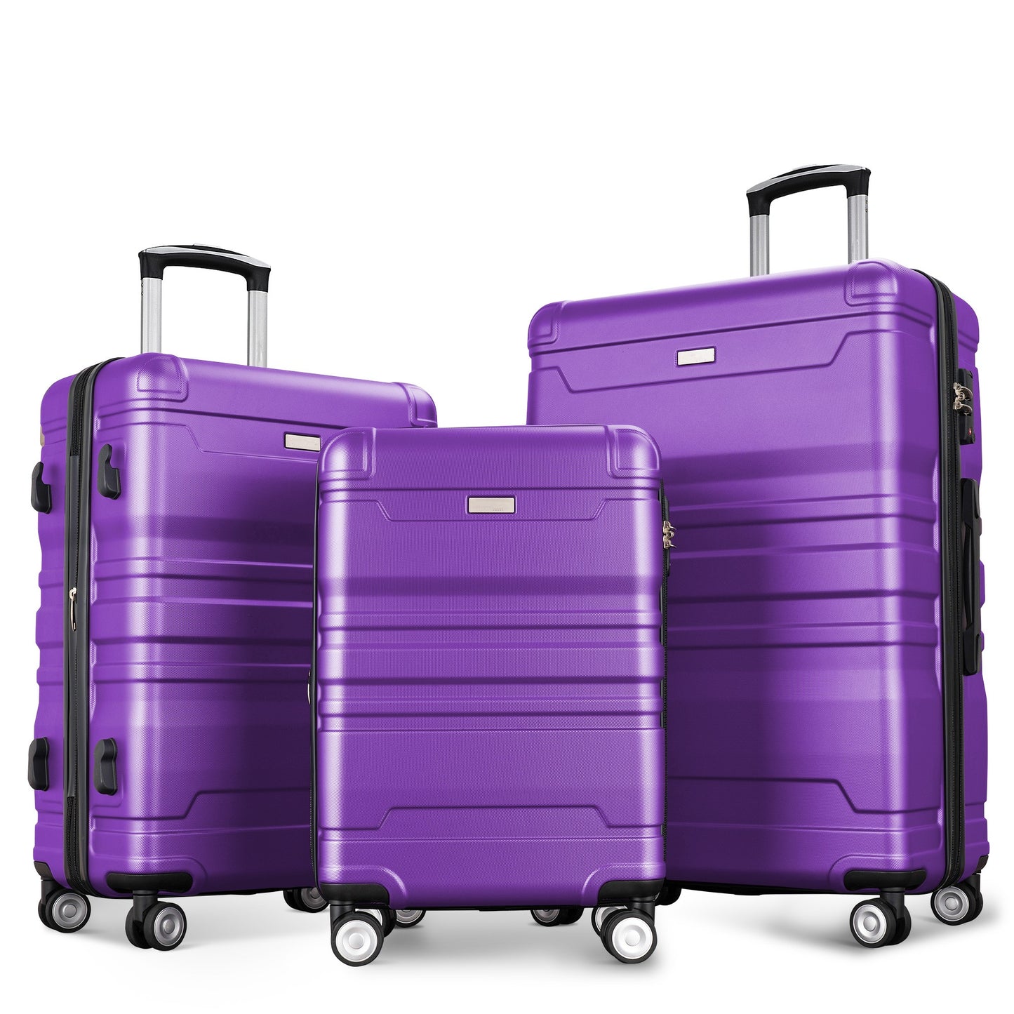 3Pc Hard Case Expandable Luggage Set (Purple)