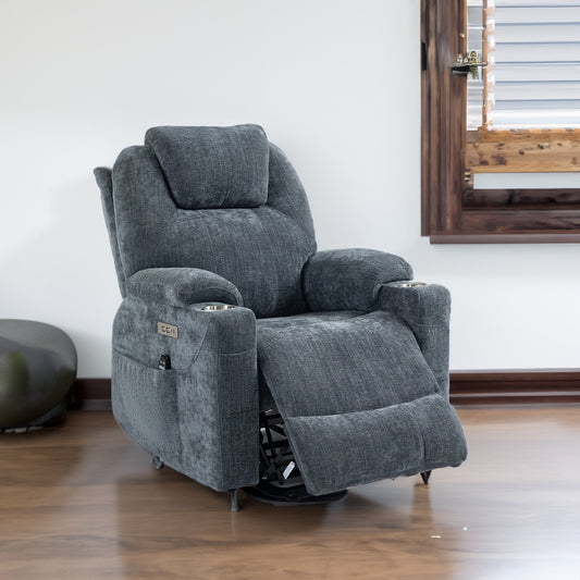 Chenille Power Lift Recliner Chair With Heating & Massage Functions
