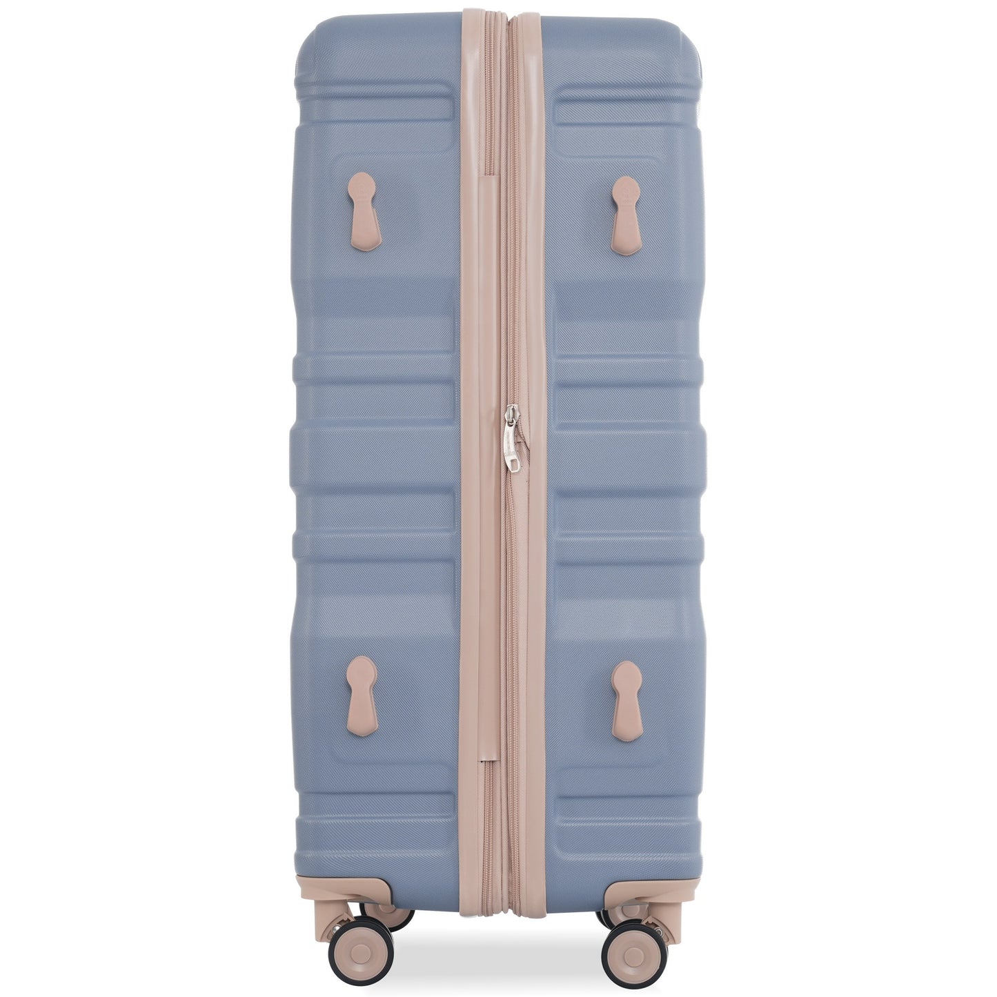 3Pc Hard Case Expandable Luggage Set (Light Blue And Golden)
