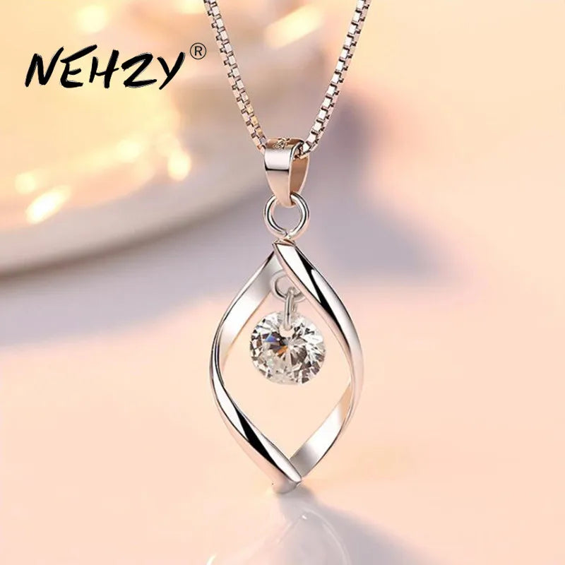 925 Silver Women's Pendant Necklace with Zircon Crystal