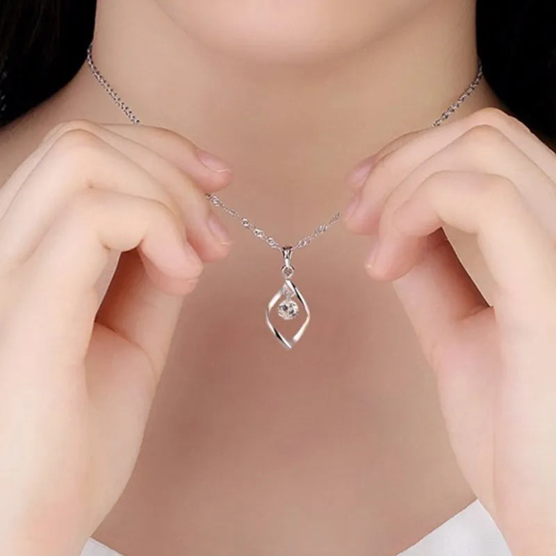 925 Silver Women's Pendant Necklace with Zircon Crystal