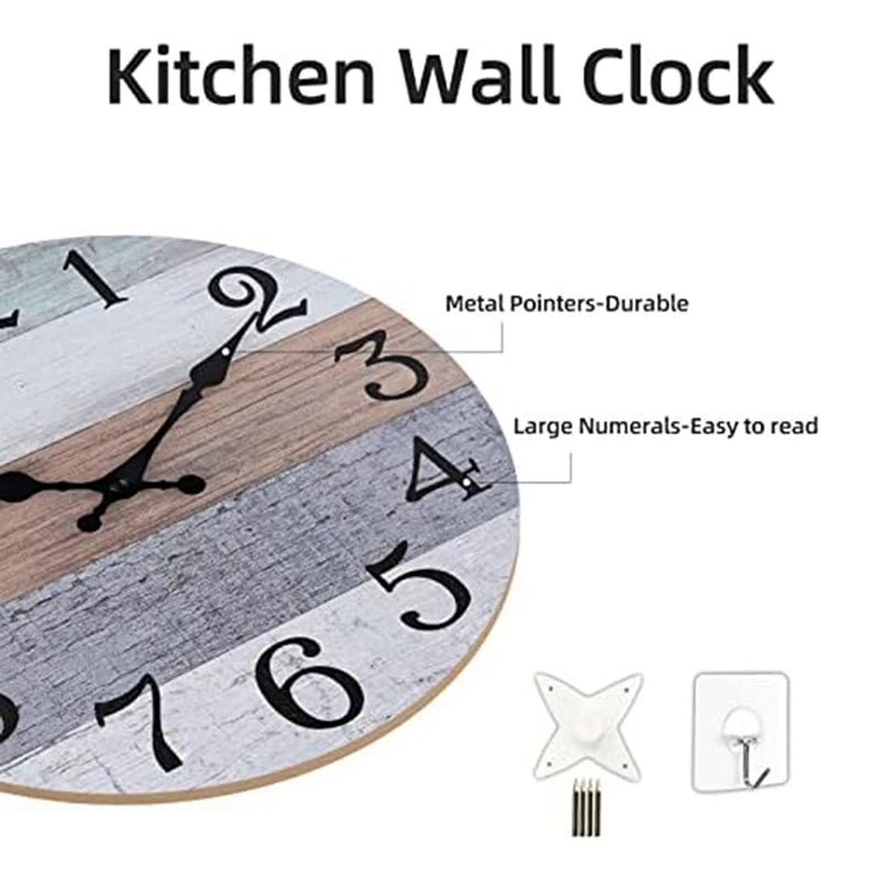 10 Inch Rustic Vintage Silent Non Ticking Wall Clock