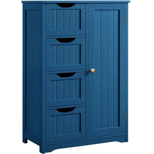 Wooden Storage Cabinet With 4 Drawers For Bathroom And Kitchen