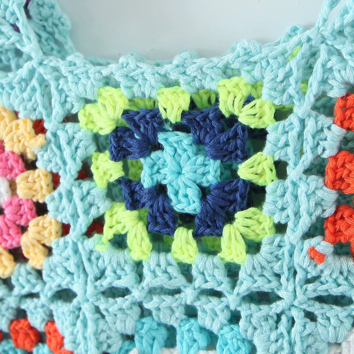 Boho Square Crochet Knit Dress