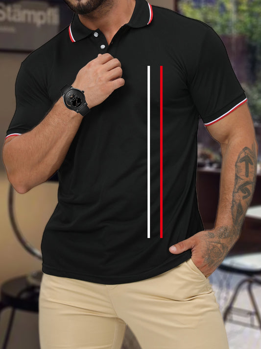 Men's Lightweight Vertical Stripe Print Casual Button Up Shirt