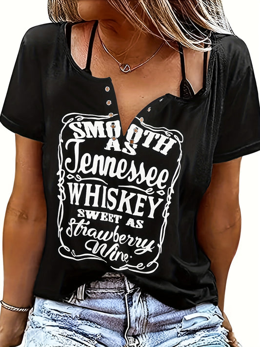 Women's Casual T-Shirt With Slogan Print