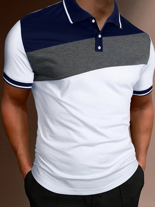 Casual Geometric Color Block Men's Short Sleeve Golf Shirt