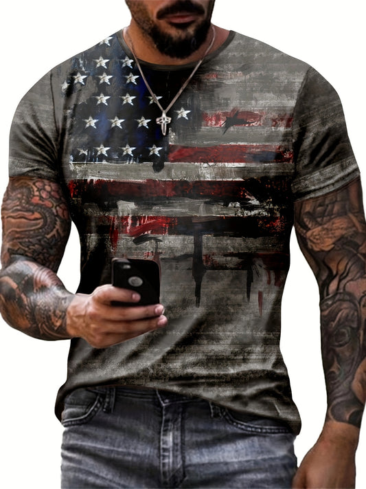 Men's Retro Stars And Stripes Print Graphic T-Shirt