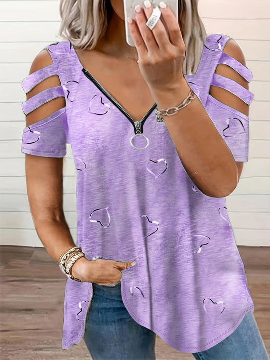 Women's Casual Shirt With Heart Print