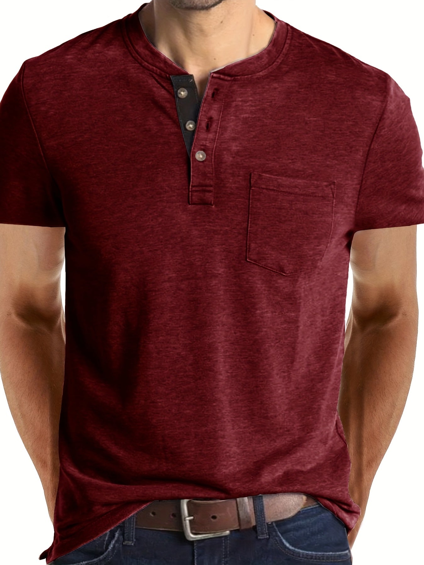 Men's Breathable Solid Color V-Neck T-Shirt