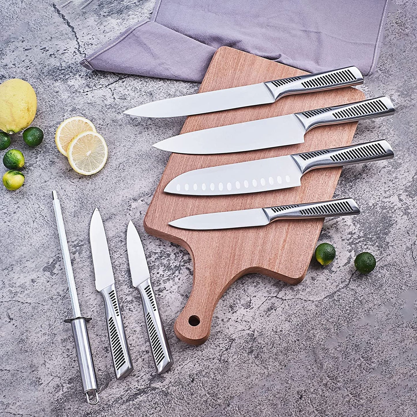 Stainless Steel Kitchen Knives: Set of 15