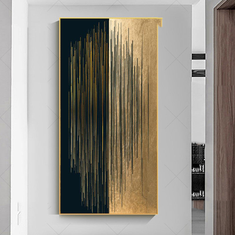 Modern Home Abstract Black Gold Lines Canvas Painting Decor