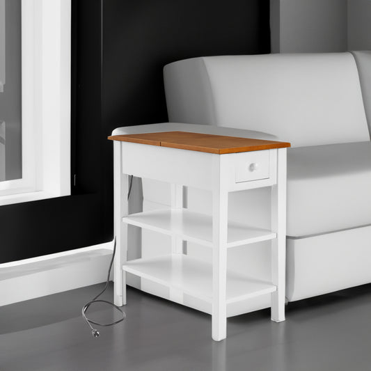 Narrow 2-Tone End Table with USB Charging Ports