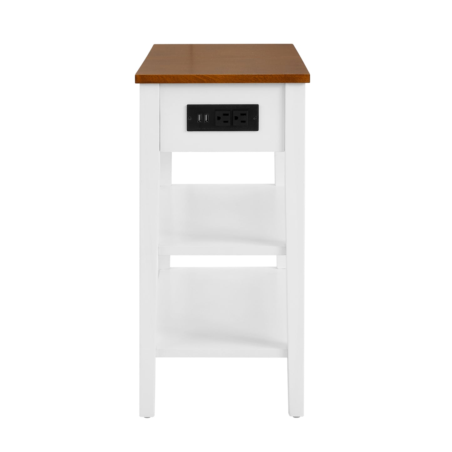 Narrow 2-Tone End Table with USB Charging Ports