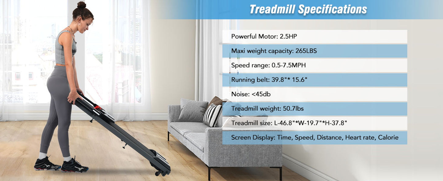 Folding Walking Treadmill With Bluetooth Speaker