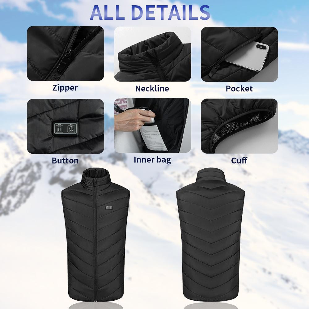 Men's Lightweight Electric USB Heating Warm Vest Nine-zone Heating