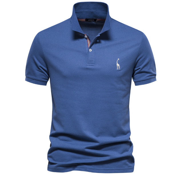 Deer Embroidered Solid Color Polo T-Shirt For Men