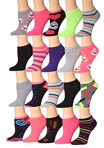 Women's Colorful Patterned No Show Socks (20 Pairs)