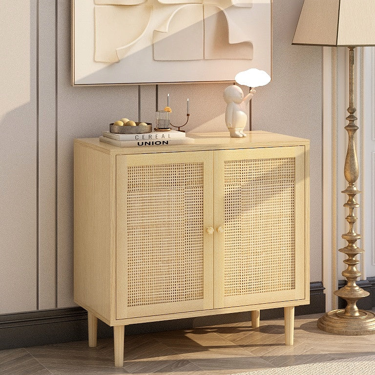 Rattan Storage Cabinet With Doors