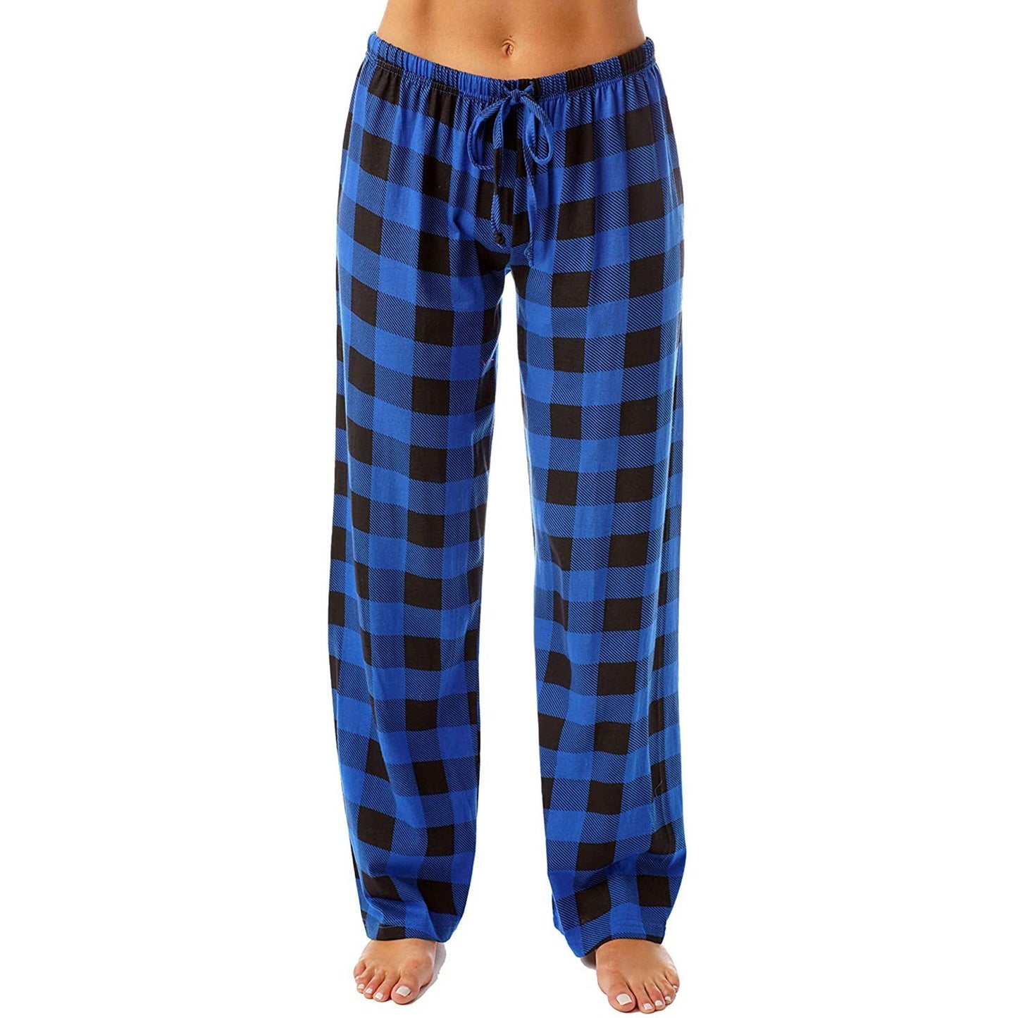 Plaid Drawstring Print Casual Loose Trousers