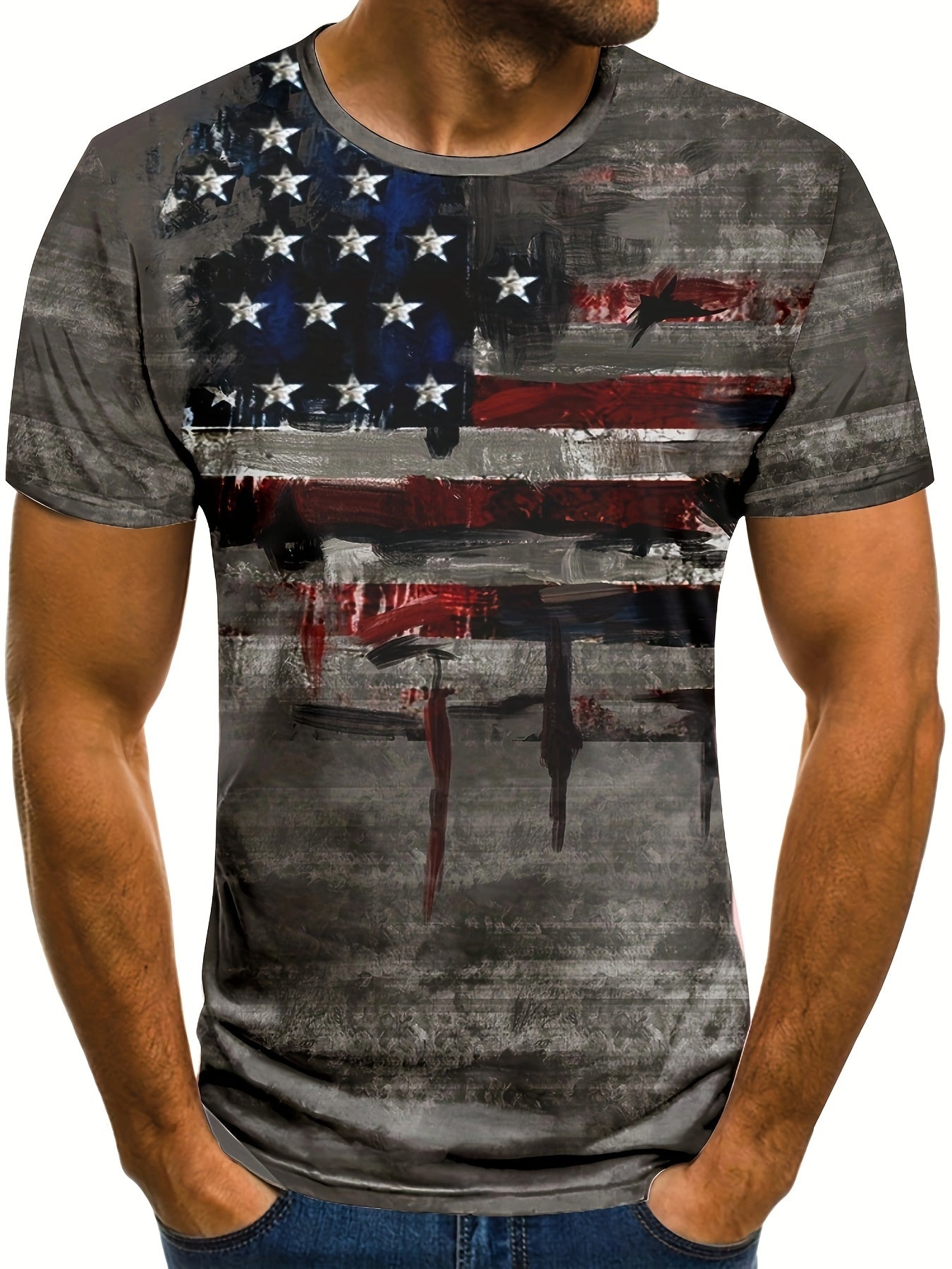 Men's Retro Stars And Stripes Print Graphic T-Shirt