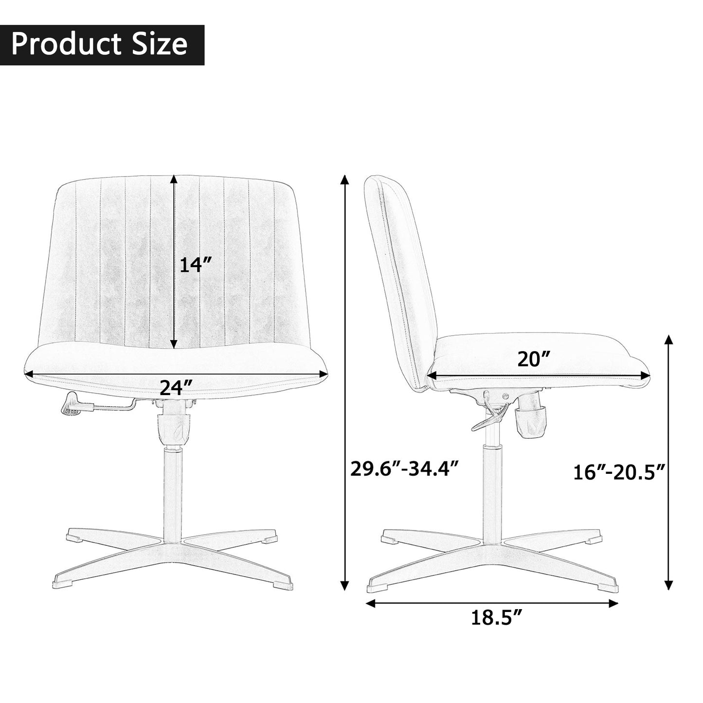 Office Chair-Black High Grade Pu Material-360 ° Swivel Cushion Chair