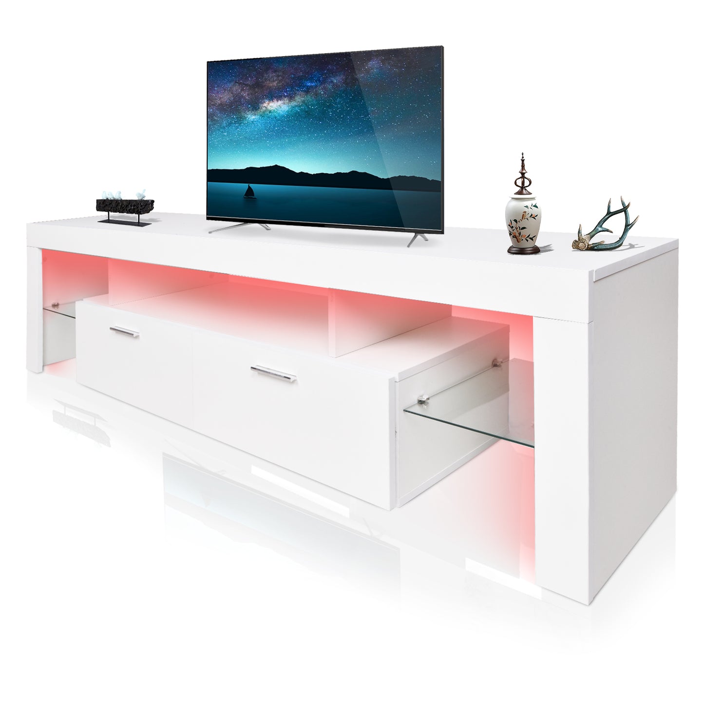 Modern LED Entertainment Center With Cabinet for Up to 75 inch TV