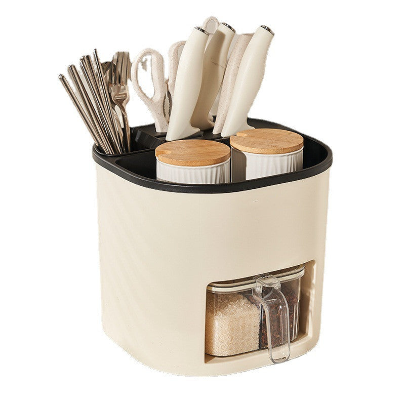 Multifunctional Kitchen Storage Rack for Cutlery & Seasoning Jars