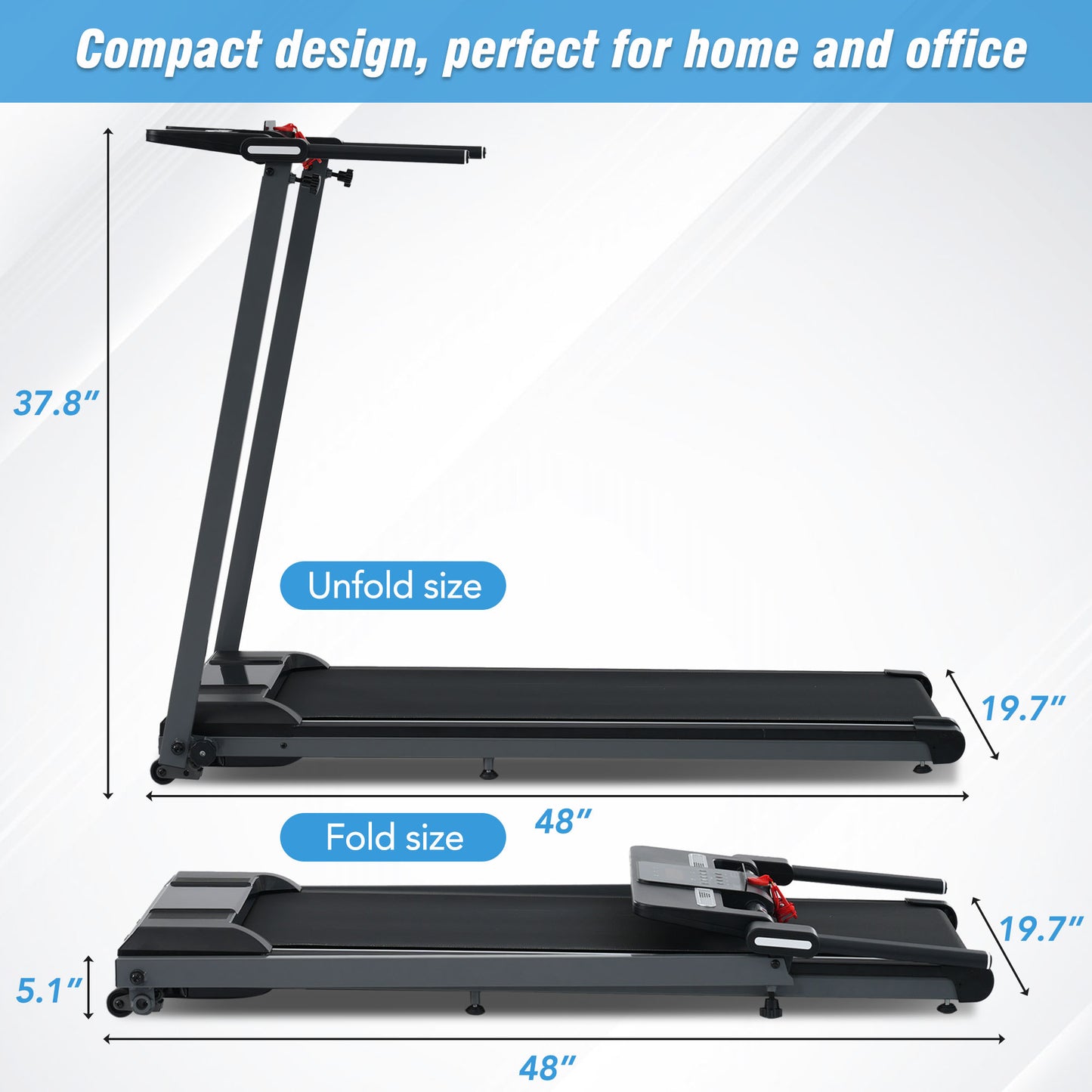 Folding Walking Treadmill With Bluetooth Speaker