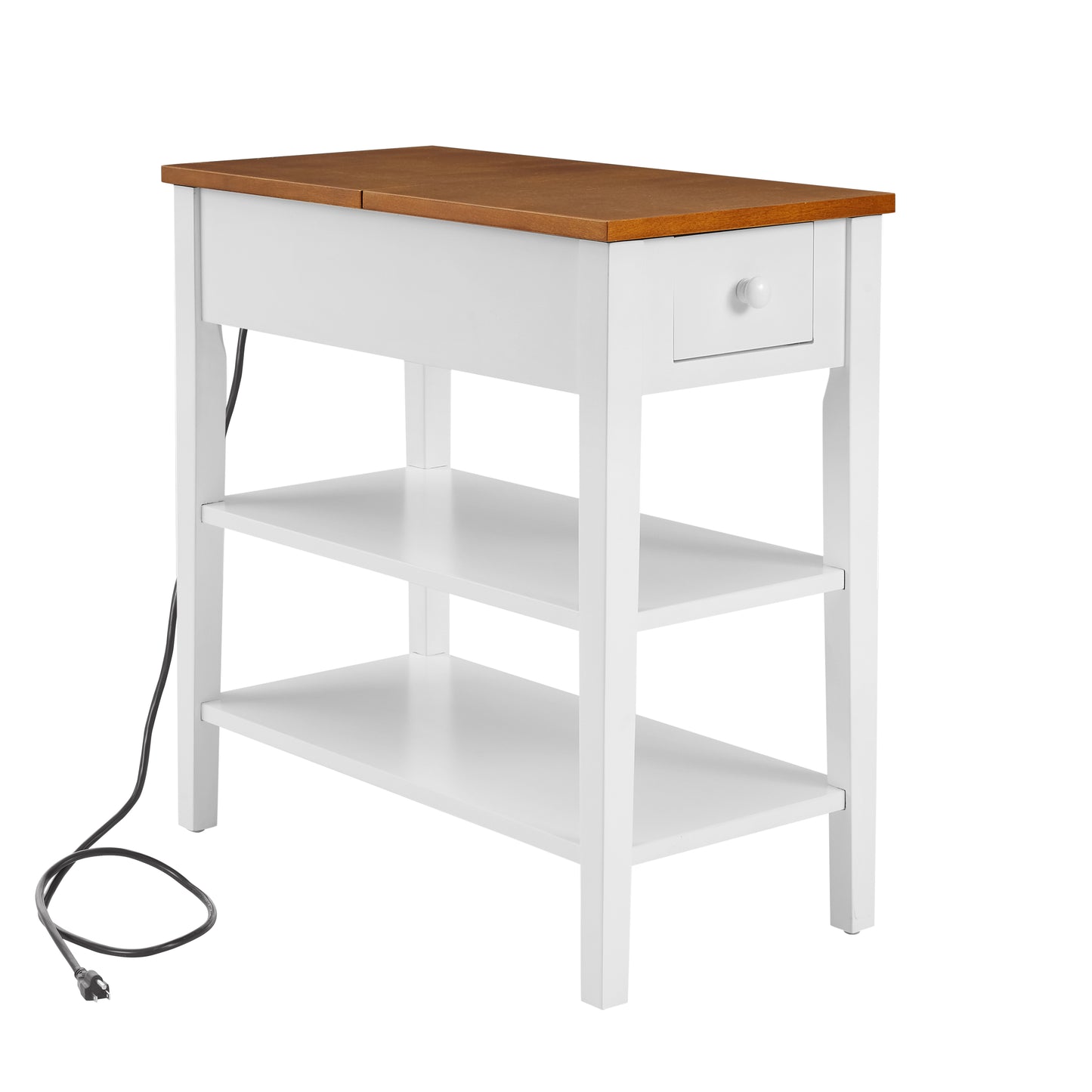 Narrow 2-Tone End Table with USB Charging Ports