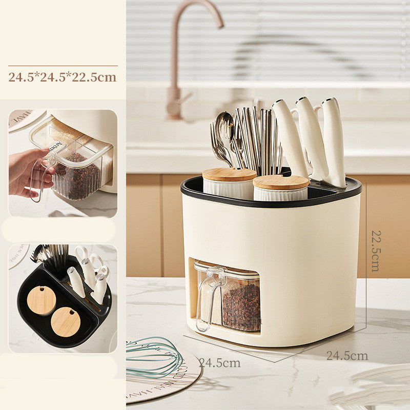 Multifunctional Kitchen Storage Rack for Cutlery & Seasoning Jars