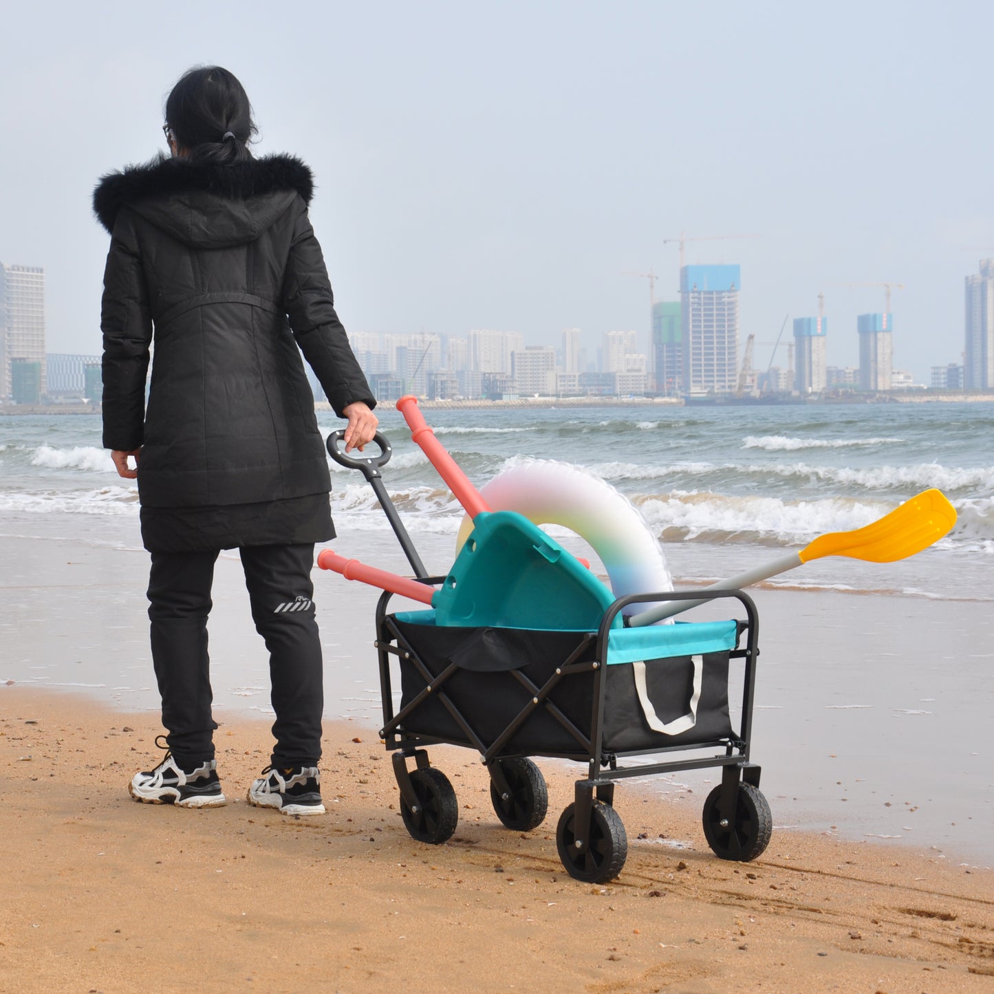 Folding Wagon For Garden, Shopping & Beach