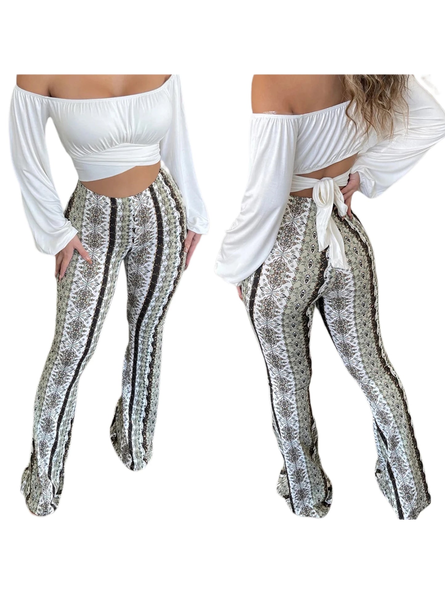 Frauen Boho Flare Pants Ethnic Tribal