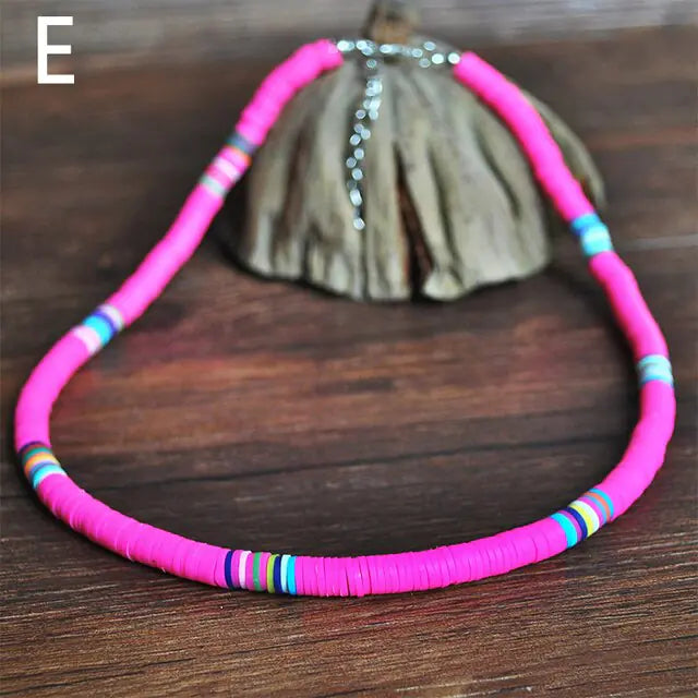 Bohemian fashion with our Colorful Clay Choker Necklace