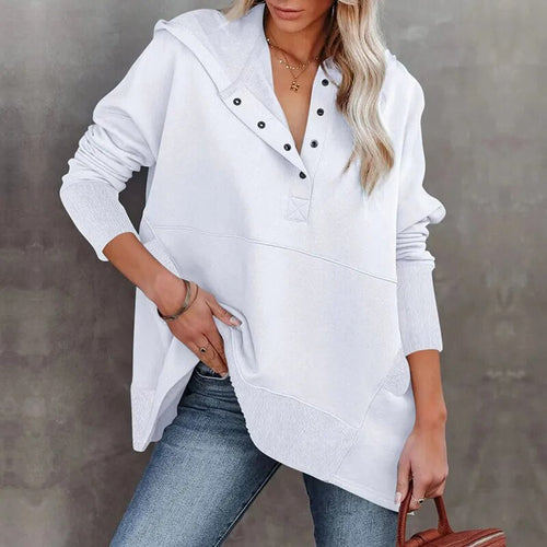 Simple Button Thickened Loose Sweatshirt