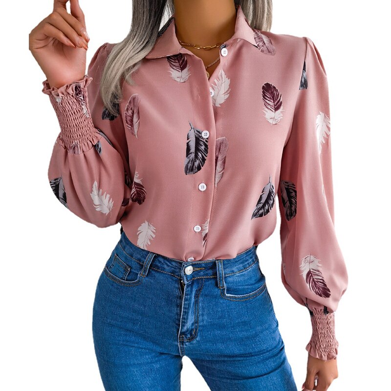 Feather Printted Fashion Women Blouse