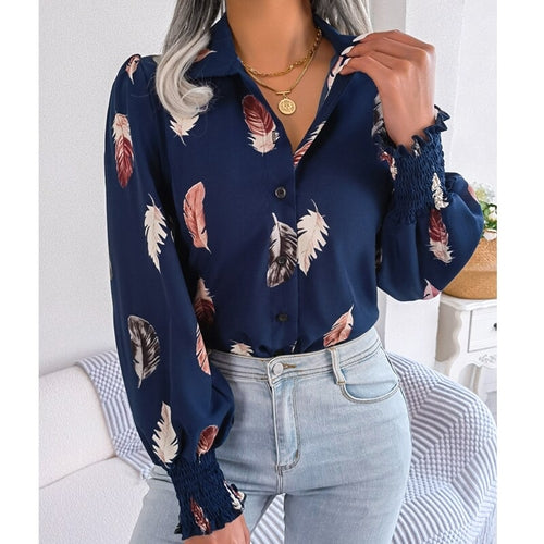 Feather Printted Fashion Women Blouse