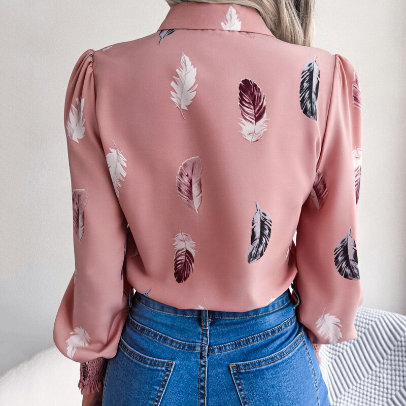 Feather Printted Fashion Women Blouse