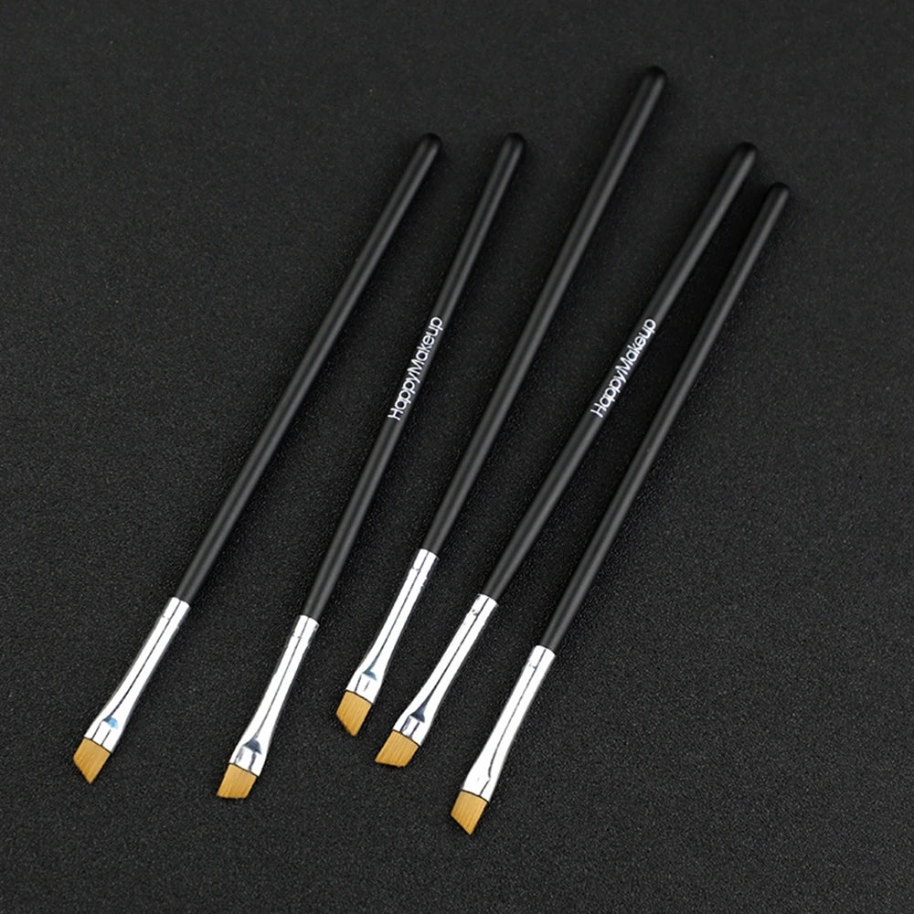 5 Pcs Professional Black Flat Angled Makeup Brush Set