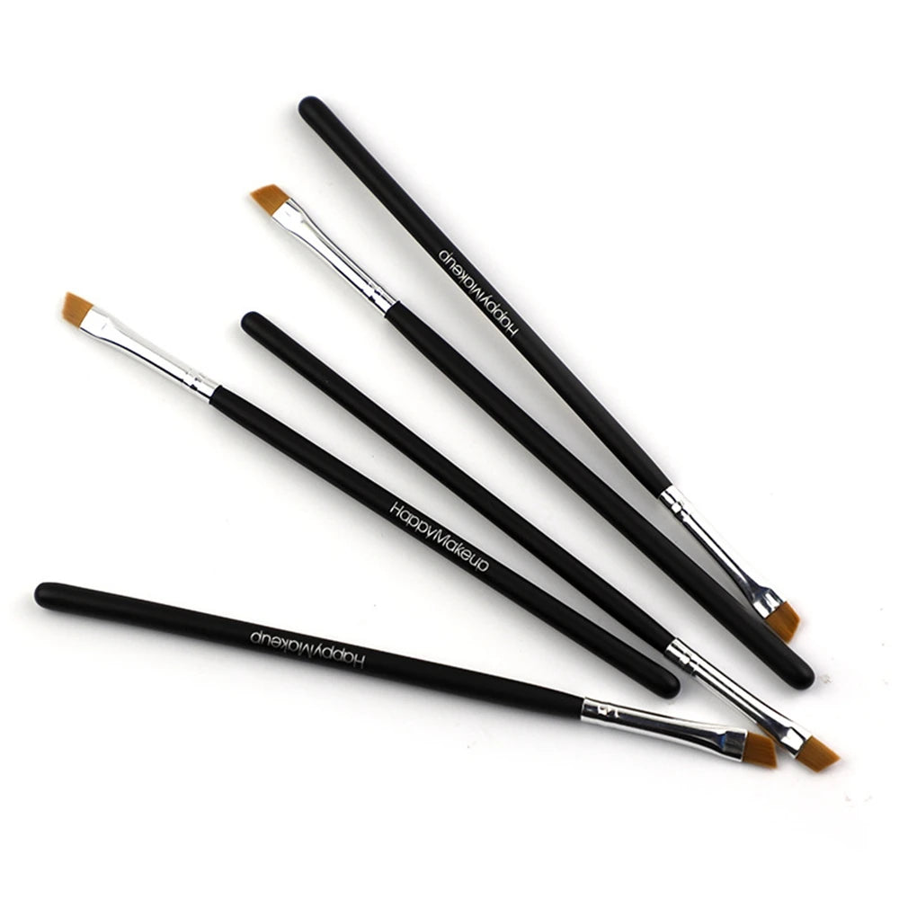 5 Pcs Professional Black Flat Angled Makeup Brush Set