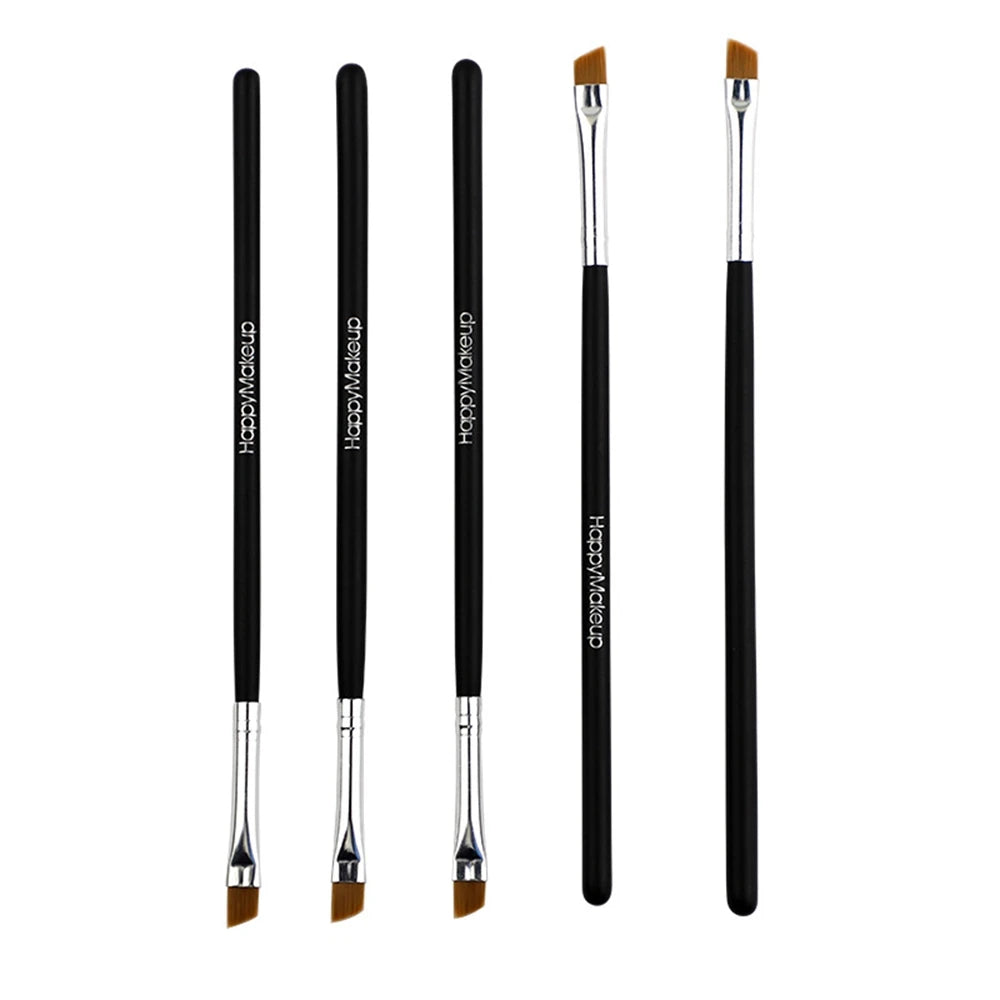 5 Pcs Professional Black Flat Angled Makeup Brush Set