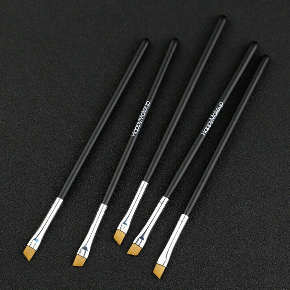 5 Pcs Professional Black Flat Angled Makeup Brush Set