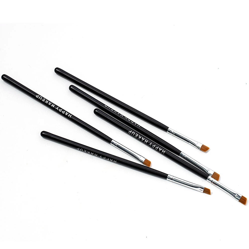 5 Pcs Professional Black Flat Angled Makeup Brush Set