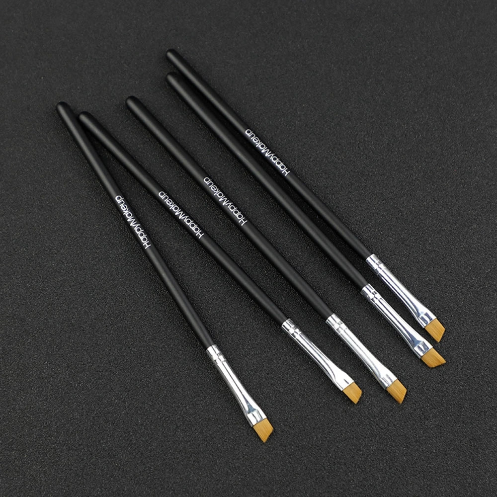 5 Pcs Professional Black Flat Angled Makeup Brush Set