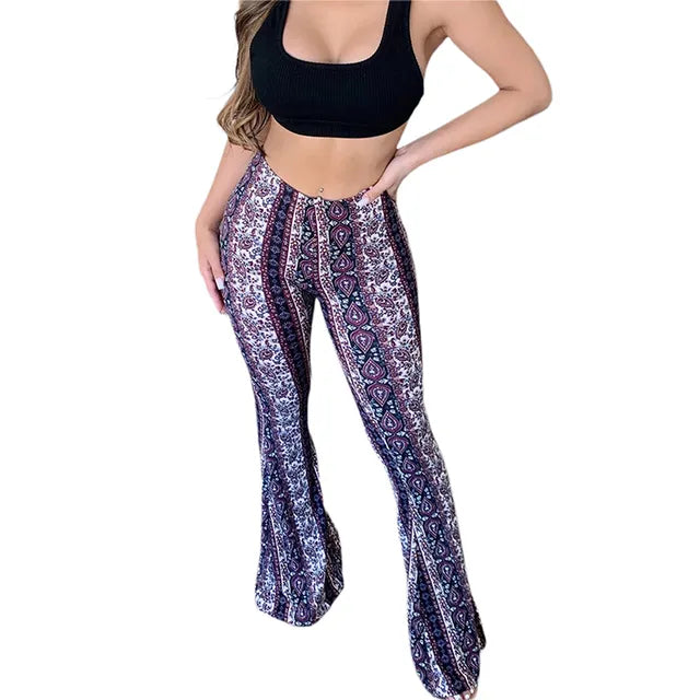 Frauen Boho Flare Pants Ethnic Tribal